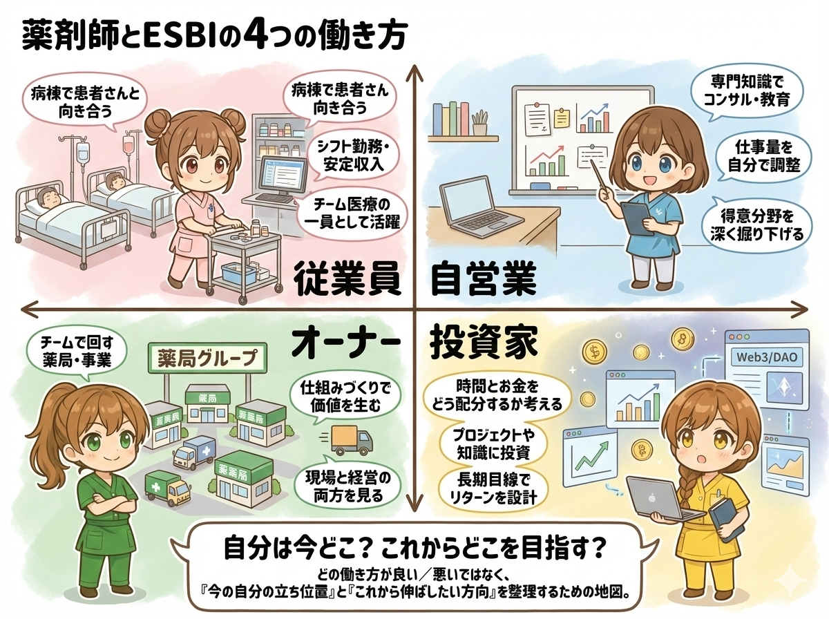 薬剤師とESBIの4つの働き方